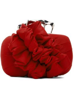 Red Ruffled Four-Ring Box Clutch