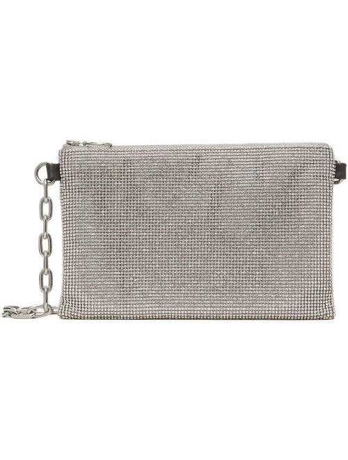 KARA SSENSE Exclusive White Crystal Mesh Crossbody Bag