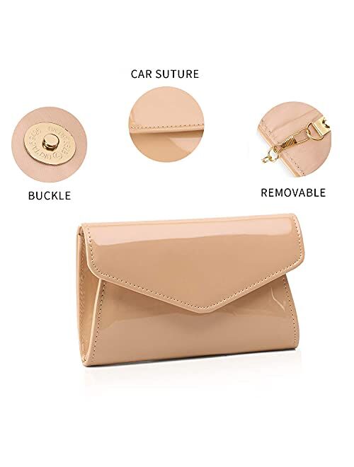 Five Flower Patent Leather Envelope Clutch Purse Shiny Candy Foldover Clutch Evening Bag for Women Evening Purse Handbag for Women