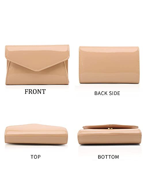 Five Flower Patent Leather Envelope Clutch Purse Shiny Candy Foldover Clutch Evening Bag for Women Evening Purse Handbag for Women