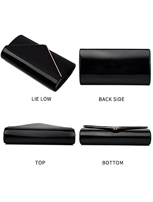 Labair Patent Leather Clutch Shiny Clutch Purse Foldover Candy Purse Wedding Bridal Prom Purse for Women.