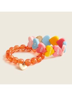 Girls' stretchy bracelet heart pack