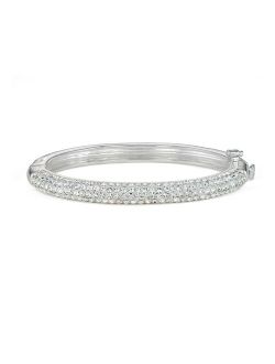 Kids' Silver Plated Crystal Hinged Bangle Bracelet