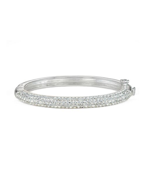 Swarovski Kids' Silver Plated Crystal Hinged Bangle Bracelet