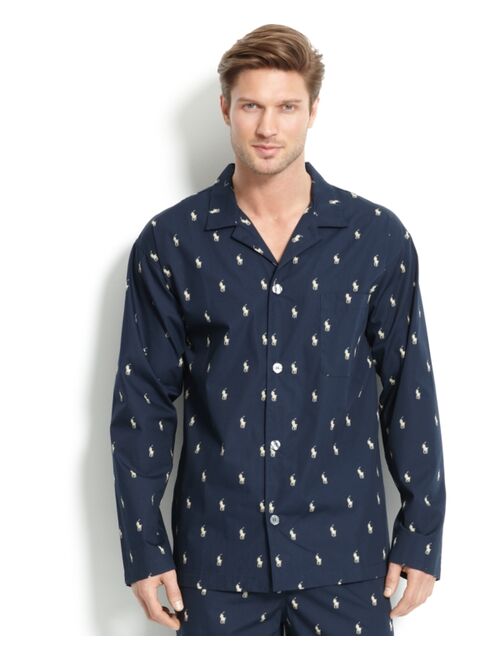 Polo Ralph Lauren Men's All Over Polo Player Cotton Printed Pajama Shirt
