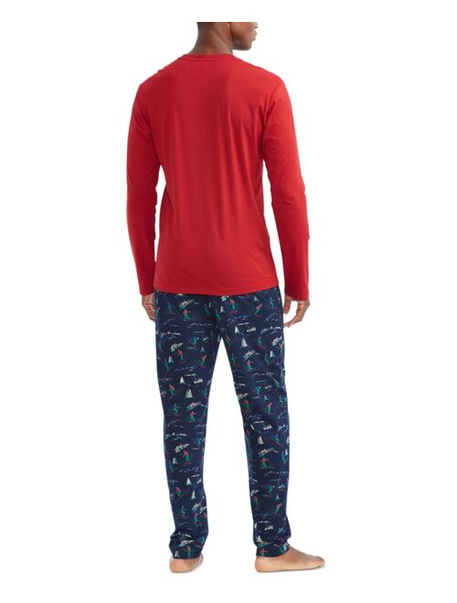 Polo Ralph Lauren Men's 2-Pc. Solid Long-Sleeve Sleep T-Shirt & Printed Pajama Pants Set