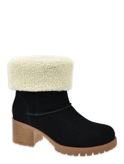 Women's Fold Over Heeled Cozy Boot