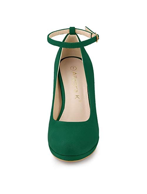 Allegra K Women's Round Toe Stiletto Heel Ankle Strap Pumps
