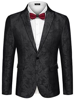 Men's Floral Tuxedo Jacket Paisley Notch Lapel Stylish Suit Blazer Jacket for Wedding, Dinner, Prom, Party