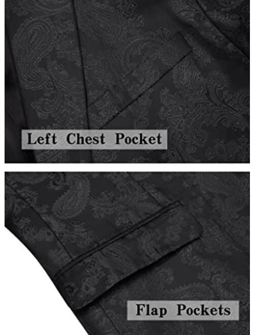 COOFANDY Men's Floral Tuxedo Jacket Paisley Notch Lapel Stylish Suit Blazer Jacket for Wedding, Dinner, Prom, Party