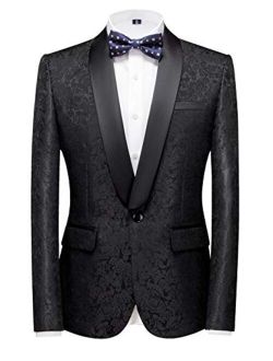 MOGU Mens Tuxedo Suit Jacket Slim Fit Shawl Lapel Wedding Party Dress Blazer