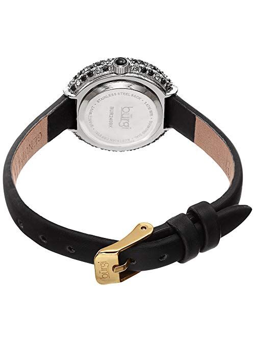 Burgi Swarovski Colored Crystal Watch - 4 Genuine Diamond Markers - Slim Leather Strap Elegant Women's Wristwatch - Mothers Day Gift - BUR240