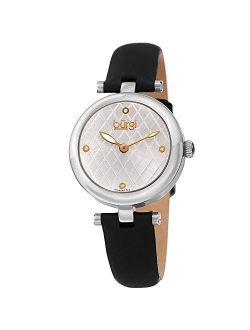 Women's BUR196 Diamond Accented Argyle Dial Watch - Comfortable Leather Strap - in a Gift Box