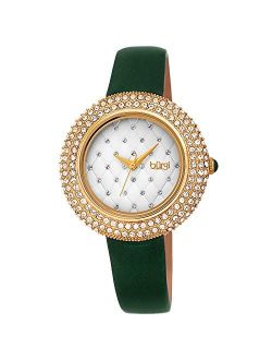 Swarovski Crystals Encrusted Quilted Dial - Swarovski Crystals Bezel with Satin Leather Strap Women's Watch - Mothers Day Gift - BUR207