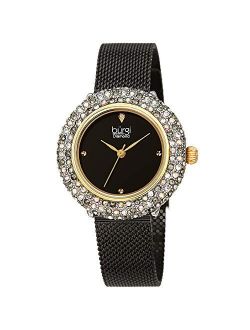 Swarovski Colored Crystal Women's Watch - A Genuine Diamond Marker - Stainless Steel Mesh Bracelet Wristwatch - BUR258