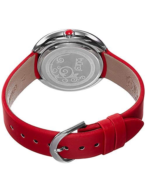 Burgi Stylish Floral Print Women's Watch - On Genuine Leather Strap with Roman Numerals - BUR186