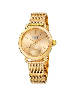 Women's Multifunction Quartz Watch - Separate Small Seconds Subdial On Stainless Steel Link Bracelet - BUR153