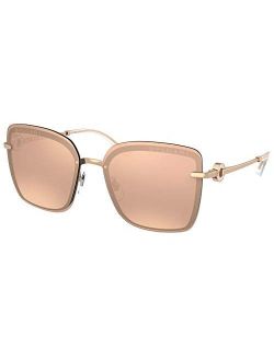 BV6151B Women's Sunglasses Pink Gold/Clear Mirror Real Rose Gold 59