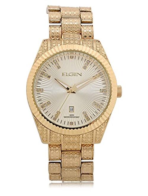 Elgin Men's Quartz Watch with Metal Strap, Gold, 15 (Model: FG160096AZ)