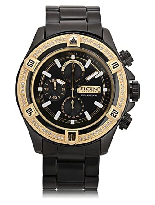 Elgin Men's Quartz Watch with Metal Strap, Black, 15 (Model: FG160064AZ)