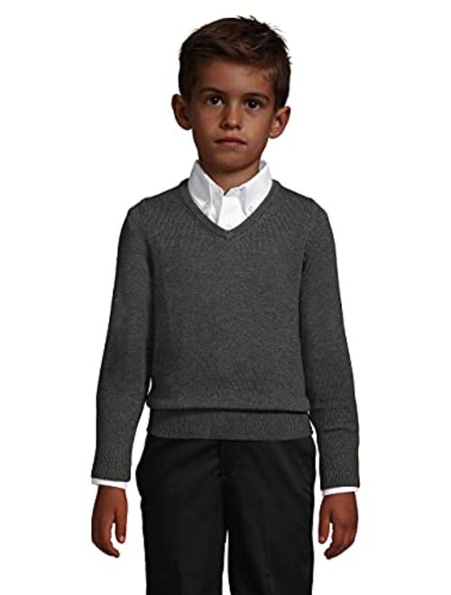 Lands' End School Uniform Boys Cotton Modal Fine Gauge V-Neck Sweater