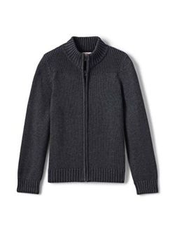 School Uniform Boys Cotton Modal Zip Front Cardigan Sweater