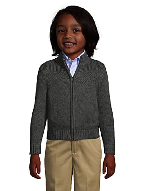 Lands' End School Uniform Boys Cotton Modal Zip Front Cardigan Sweater
