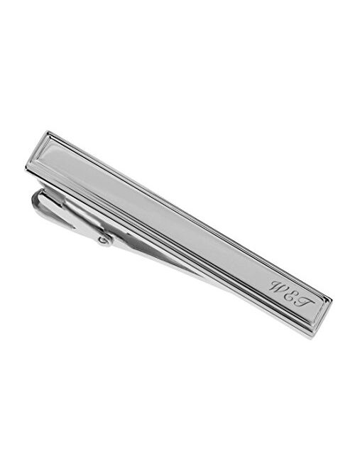 A & L Engraving Personalized Silver Stainless Steel Beveled Tie Clip Bar Custom Engraved Free - Ships from USA