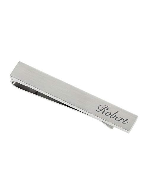 A & L Engraving Personalized Silver Stainless Steel Brushed Tie Clip Bar Custom Engraved Free - Ships from USA