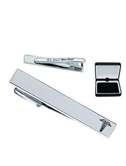 Personalized Silver Stainless Steel Tie Clip for Doctors Custom Engraved Free - Ships from USA