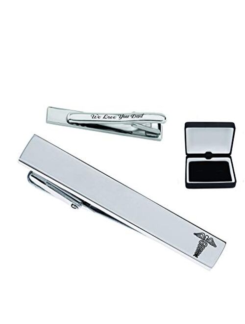 A & L Engraving Personalized Silver Stainless Steel Tie Clip for Doctors Custom Engraved Free - Ships from USA