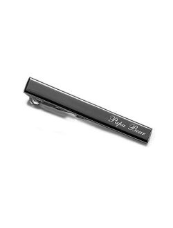 Personalized Black Gunmetal Tie Bar Clip Custom Engraved Free - Ships from USA