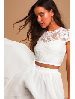 Sweet Stunner White Lace Two-Piece Maxi Dress