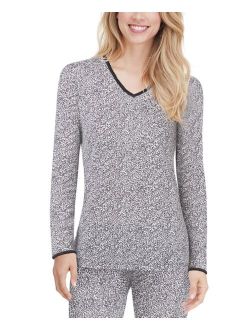 SoftWear Lace Edge Long Sleeve V-Neck Top