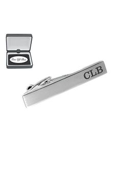 Personalized Silver Brushed Tie Clip Engraved Free - Ships from USA