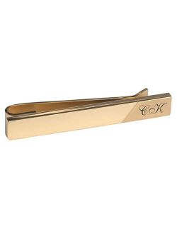 Personalized Gold Two Tone Stainless Steel Tie Clip Bar Engraved Free - Ships from USA