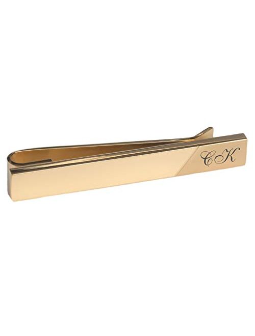 A & L Engraving Personalized Gold Two Tone Stainless Steel Tie Clip Bar Engraved Free - Ships from USA