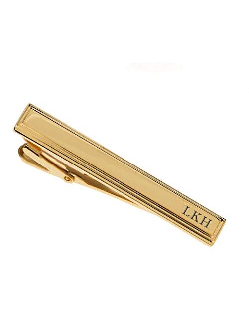 A & L Engraving Personalized Gold Stainless Steel Beveled Tie Clip Bar Custom Engraved Free - Ships from USA