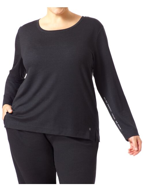 Hue Plus Size Solid Long Sleeve Lounge T-Shirt
