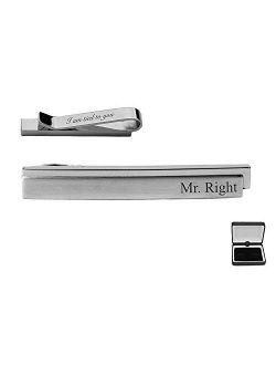 Personalized Silver Two Tone Skinny Tie Clip Custom Engraved Free - Ships from USA
