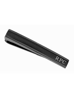 Personalized Black Gunmetal Two Tone Tie Bar Clip Custom Engraved Free - Ships from USA