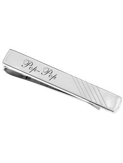 Personalized Stainless Steel Silver Slide on Tie Clip Bar Custom Engraved Free - Ships from USA
