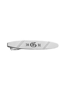 Personalized Silver Oval Modern Tie Clip Custom Engraved Free - Ships from USA