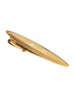 Personalized Gold Oval Beveled Edge Tie Clip Engraved Free - Ships from USA