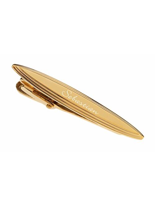 A & L Engraving Personalized Gold Oval Beveled Edge Tie Clip Engraved Free - Ships from USA