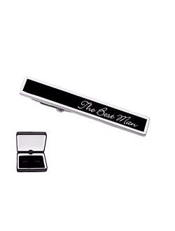 Personalized Black Matte Tie Clip with High Polished Silver Edges Custom Engraved Free - Ships from USA