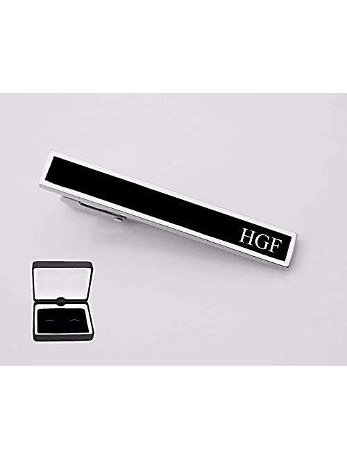 A & L Engraving Personalized Black Matte Tie Clip with High Polished Silver Edges Custom Engraved Free - Ships from USA