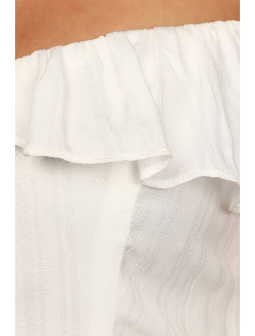 Lulus Spring to It White Off-the-Shoulder Two-Piece Romper