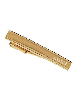 Personalized Gold Two Tone Tie Clip Bar Custom Engraved Free - Ships from USA