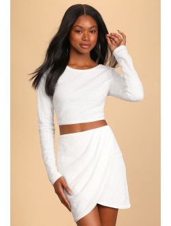 Love and Splendor White Sequin Long Sleeve Two-Piece Mini Dress